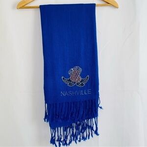 Pashmina Blue Monogram "Nashville" Cowgirl Boots Pashmina Silk Scarf Shawl